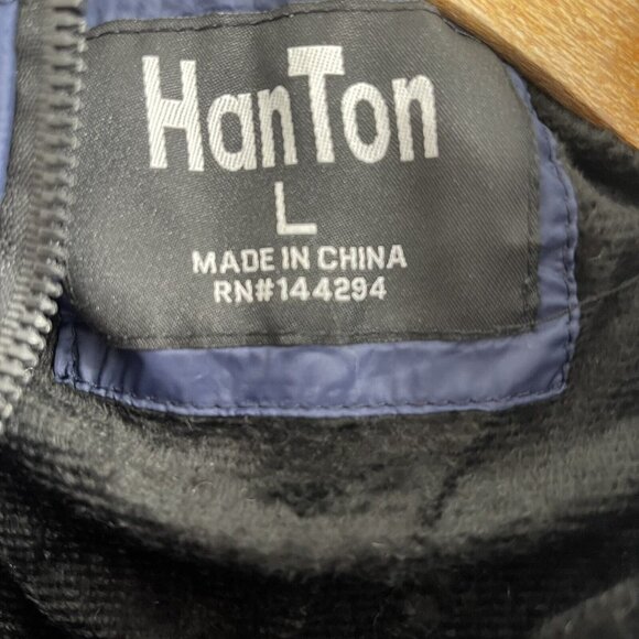 Han Ton Women's Jacket Hood Lined Puffer Coat Navy blue size large New $99 - Picture 4 of 5